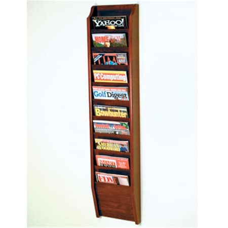 Vertex Cascade 10 Pocket Magazine Rack in Mahogany VE31304